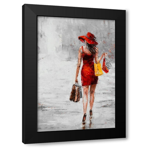 City Shopping II Black Modern Wood Framed Art Print by Kowalik, Jolanta