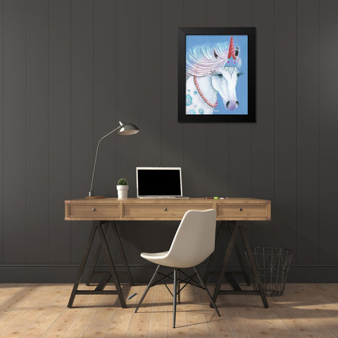 Unicorn I Black Modern Wood Framed Art Print by Tava Studios