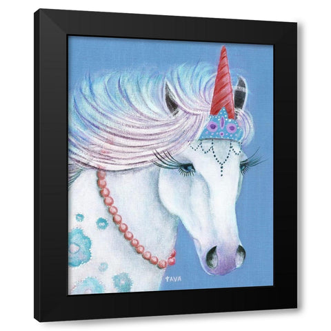 Unicorn I Black Modern Wood Framed Art Print by Tava Studios