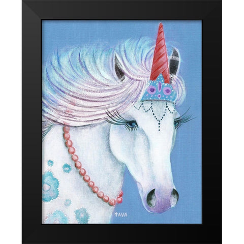 Unicorn I Black Modern Wood Framed Art Print by Tava Studios