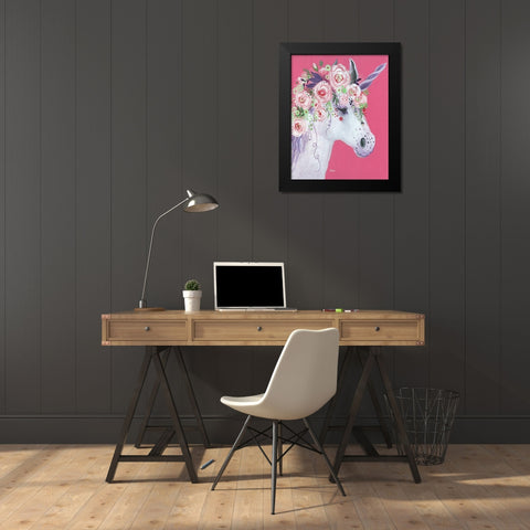 Unicorn II Black Modern Wood Framed Art Print by Tava Studios