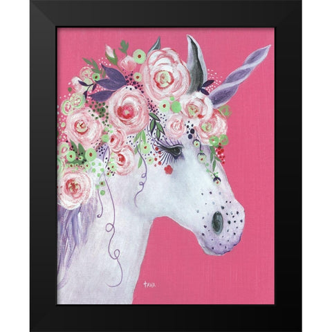 Unicorn II Black Modern Wood Framed Art Print by Tava Studios