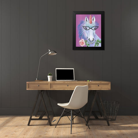 Unicorn III Black Modern Wood Framed Art Print by Tava Studios