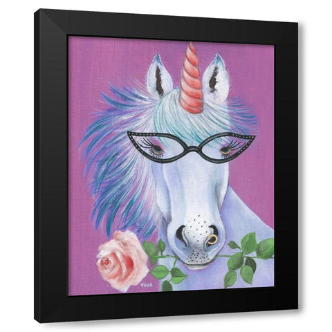 Unicorn III Black Modern Wood Framed Art Print by Tava Studios