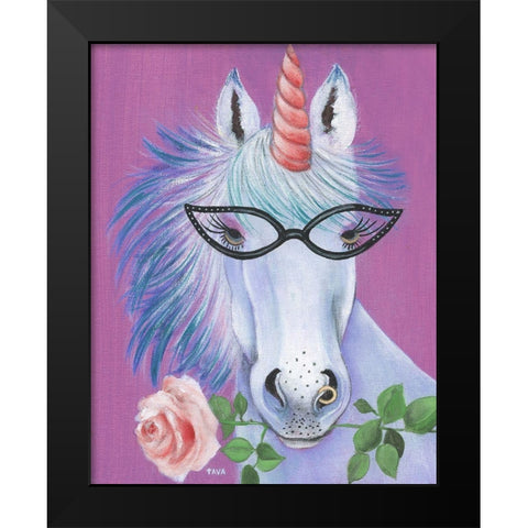 Unicorn III Black Modern Wood Framed Art Print by Tava Studios