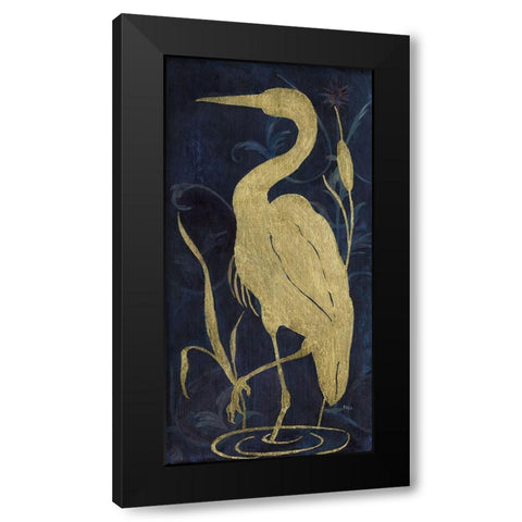 Egret On Indigo II Black Modern Wood Framed Art Print with Double Matting by Tava Studios