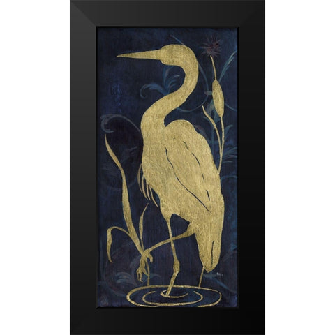 Egret On Indigo II Black Modern Wood Framed Art Print by Tava Studios