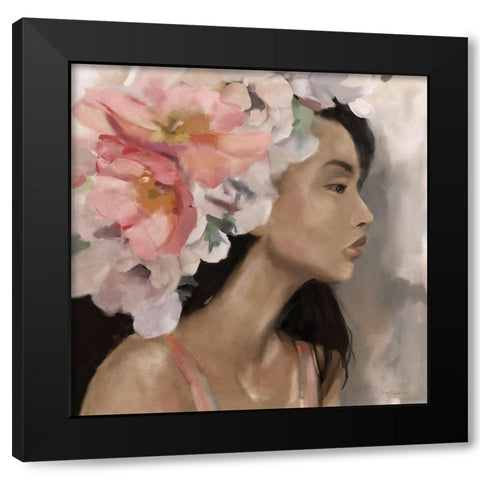 Flower Crown Black Modern Wood Framed Art Print by Robinson, Carol
