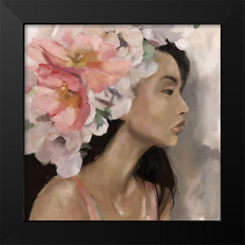 Flower Crown Black Modern Wood Framed Art Print by Robinson, Carol