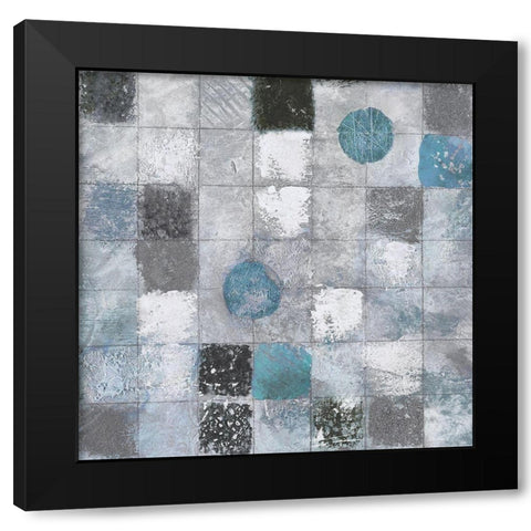 Blue Mosaic II Black Modern Wood Framed Art Print with Double Matting by Tava Studios
