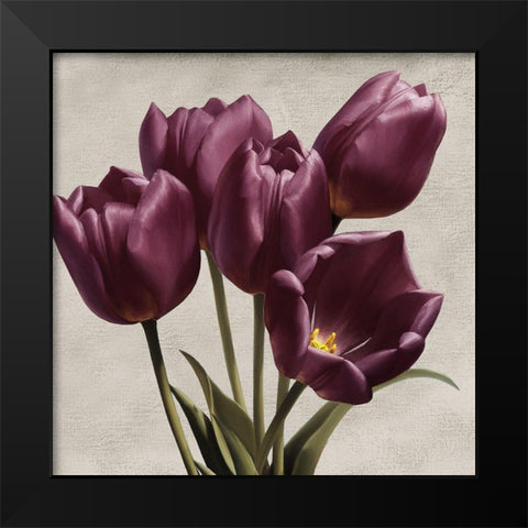 Royal Tulips Black Modern Wood Framed Art Print by Levashov, Igor