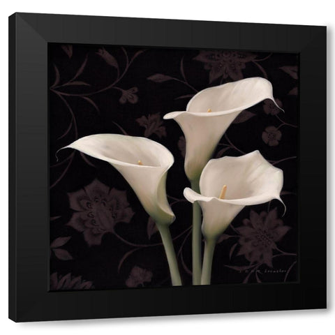 Calla Elegante Black Modern Wood Framed Art Print with Double Matting by Levashov, Igor