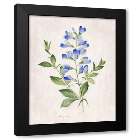 Blue Botanical II Black Modern Wood Framed Art Print with Double Matting by Tava Studios