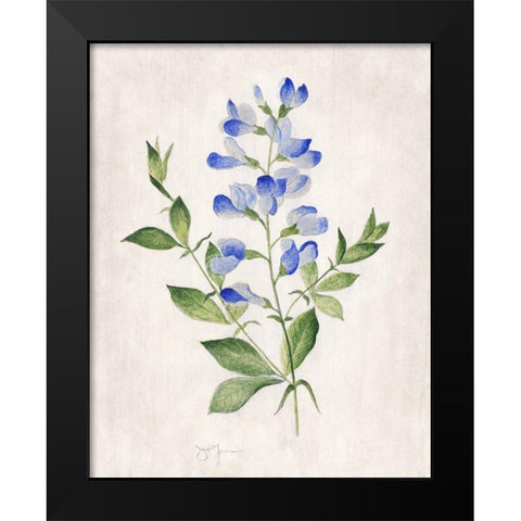 Blue Botanical II Black Modern Wood Framed Art Print by Tava Studios
