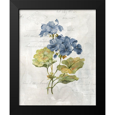 Blue Linen Geranium Black Modern Wood Framed Art Print by Robinson, Carol
