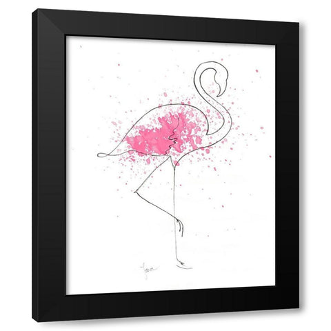 Flamingo Splash I Black Modern Wood Framed Art Print with Double Matting by Tava Studios