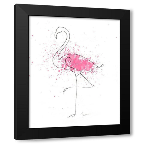 Flamingo Splash II Black Modern Wood Framed Art Print with Double Matting by Tava Studios