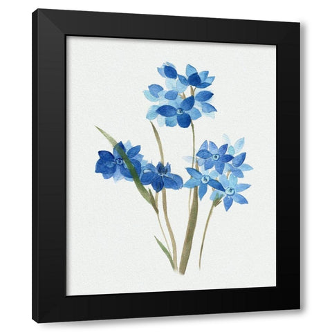 Blue Blossom Botanical I Black Modern Wood Framed Art Print by Tava Studios