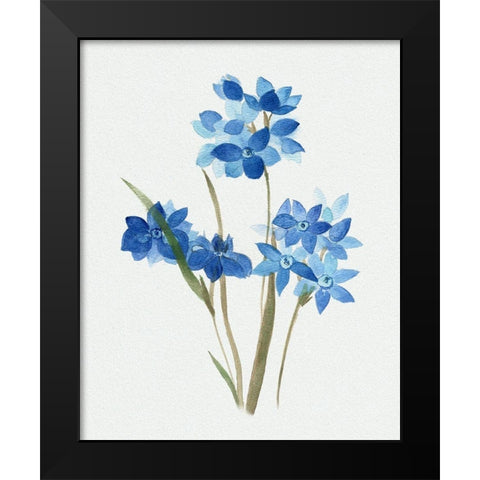 Blue Blossom Botanical I Black Modern Wood Framed Art Print by Tava Studios