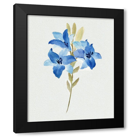 Blue Blossom Botanical III Black Modern Wood Framed Art Print with Double Matting by Tava Studios
