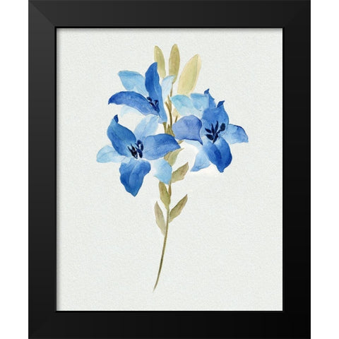 Blue Blossom Botanical III Black Modern Wood Framed Art Print by Tava Studios