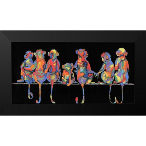 Fun Monkeys Black Modern Wood Framed Art Print by Brooks, Donna