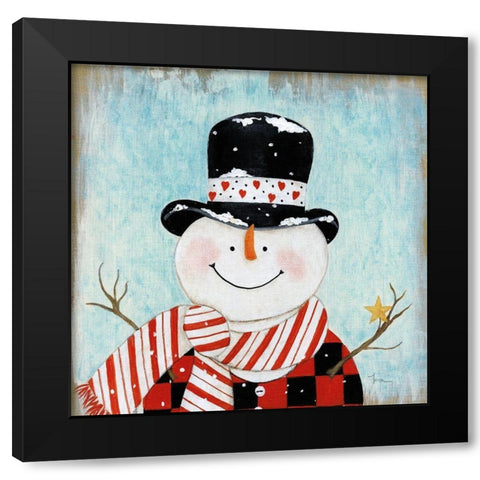 Dapper Snowman I Black Modern Wood Framed Art Print by Tava Studios