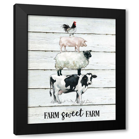 Farm Sweet Farm Black Modern Wood Framed Art Print with Double Matting by Robinson, Carol