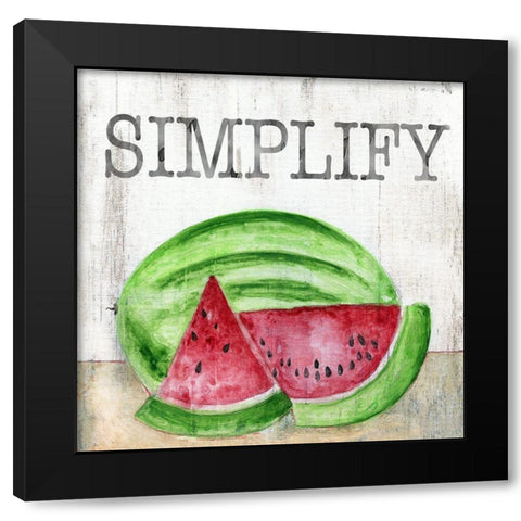 Watermelon Simplify Black Modern Wood Framed Art Print with Double Matting by Tava Studios