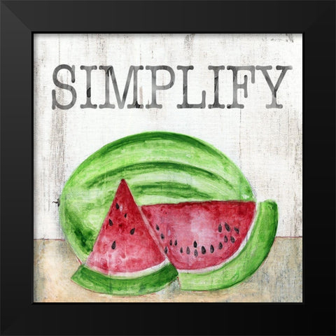 Watermelon Simplify Black Modern Wood Framed Art Print by Tava Studios
