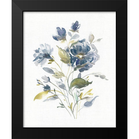 Linen Botanical Navy I Black Modern Wood Framed Art Print by Robinson, Carol
