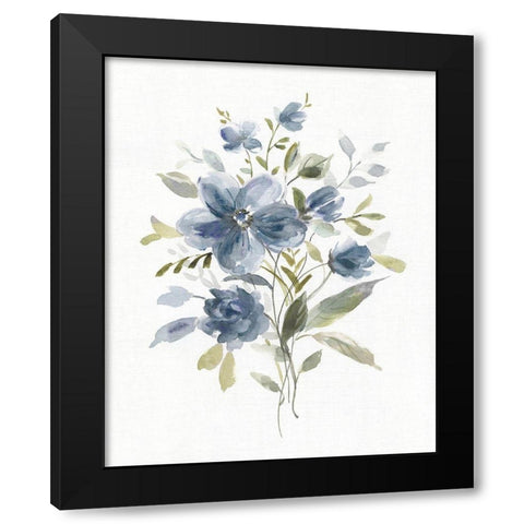 Linen Botanical Navy II Black Modern Wood Framed Art Print with Double Matting by Robinson, Carol