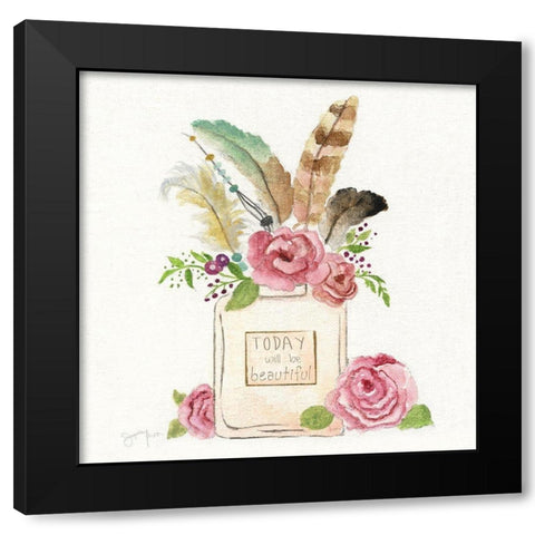 Boho Bouquet I Black Modern Wood Framed Art Print with Double Matting by Tava Studios