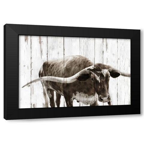 Longhorn Prize Black Modern Wood Framed Art Print with Double Matting by Downey, Mike