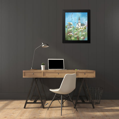 Country Church II Black Modern Wood Framed Art Print by Tava Studios