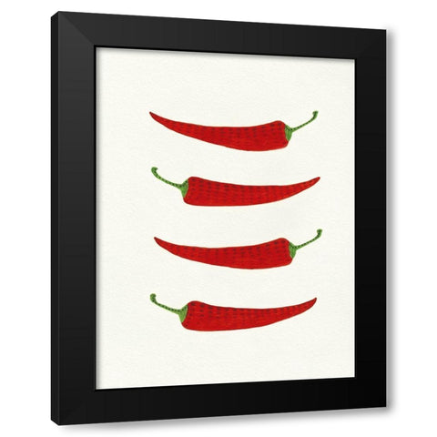 Hot Peppers Black Modern Wood Framed Art Print with Double Matting by Tava Studios