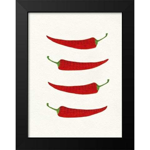 Hot Peppers Black Modern Wood Framed Art Print by Tava Studios