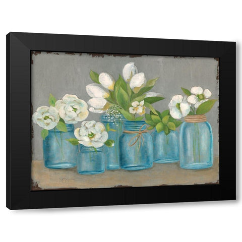 Mason Jar Still Life Black Modern Wood Framed Art Print with Double Matting by Tava Studios