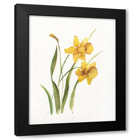 Ochre Botanical I Black Modern Wood Framed Art Print with Double Matting by Nan