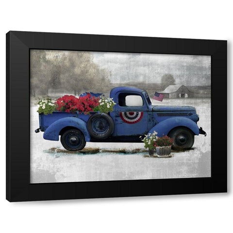 American Truck Blue Black Modern Wood Framed Art Print with Double Matting by Nan