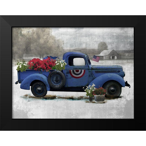 American Truck Blue Black Modern Wood Framed Art Print by Nan