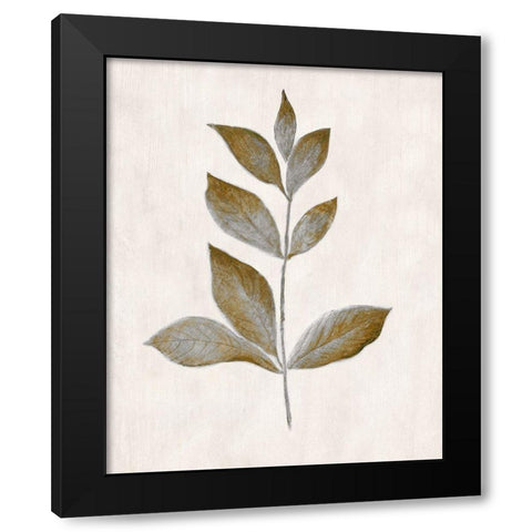 Bronze Leaf I Black Modern Wood Framed Art Print with Double Matting by Tava Studios