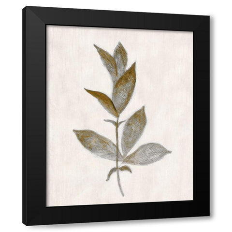Bronze Leaf II Black Modern Wood Framed Art Print with Double Matting by Tava Studios