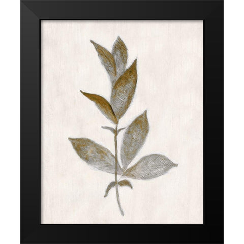 Bronze Leaf II Black Modern Wood Framed Art Print by Tava Studios