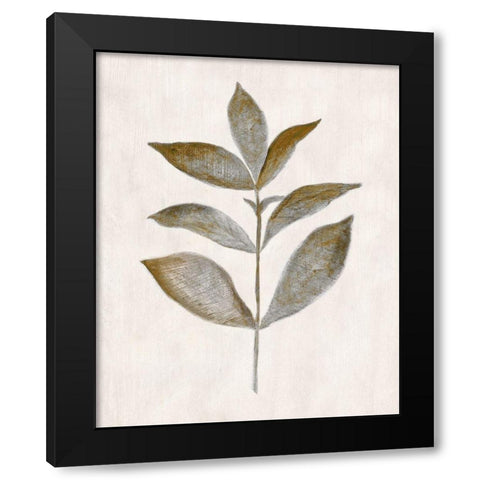 Bronze Leaf III Black Modern Wood Framed Art Print with Double Matting by Tava Studios