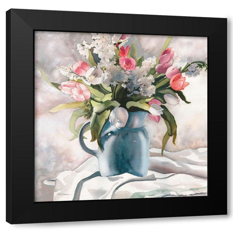 Tender Tulips Black Modern Wood Framed Art Print with Double Matting by Robinson, Carol