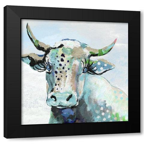 Blue Moood Black Modern Wood Framed Art Print with Double Matting by Tava Studios