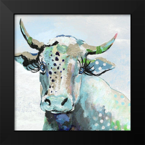 Blue Moood Black Modern Wood Framed Art Print by Tava Studios