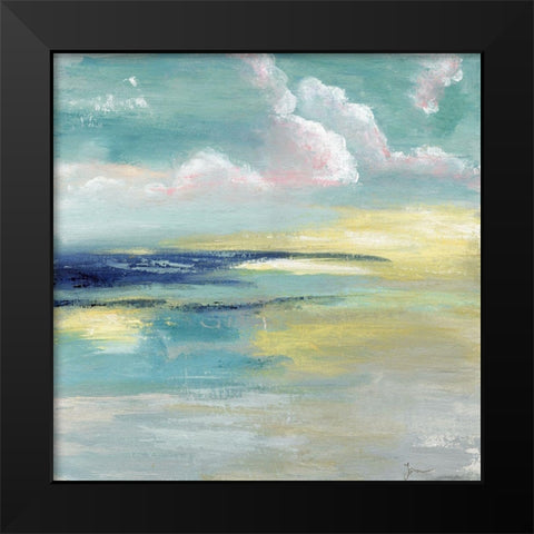 Ocean View Black Modern Wood Framed Art Print by Tava Studios