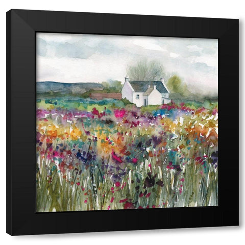 Wildflower Cottage Black Modern Wood Framed Art Print with Double Matting by Robinson, Carol